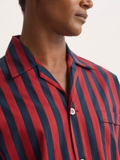Men's Classic Fit Pajamas Royal Cotton Navy Blue & Red Stripe