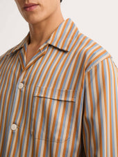 Men's Classic Fit Pajamas Wellington Cotton Brown and Blue Multicolor Stripe