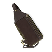 Pequeno Crossbody Bag Leather And Forest Canvas