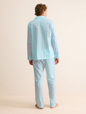 Men S Classic Fit Pajamas Amalfi Cotton Batiste Aqua Stripe