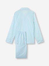 Men S Classic Fit Pajamas Amalfi Cotton Batiste Aqua Stripe