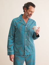 Men S Classic Fit Pajamas Royal Cotton White Stripe