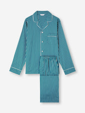 Men S Classic Fit Pajamas Royal Cotton White Stripe