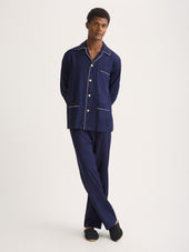 Men S Classic Fit Pajamas Cotton Jacquard Rose Star Pattern