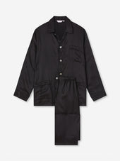 Men's Classic Fit Pajamas Woburn 8 Silk Satin Black