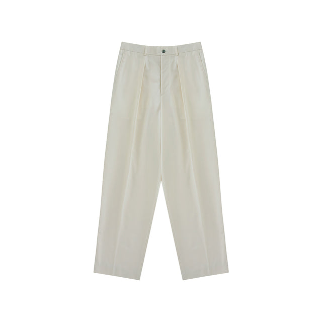 [Easy line] Gaberdine cotton 1Pleats banding chino (Ecru)