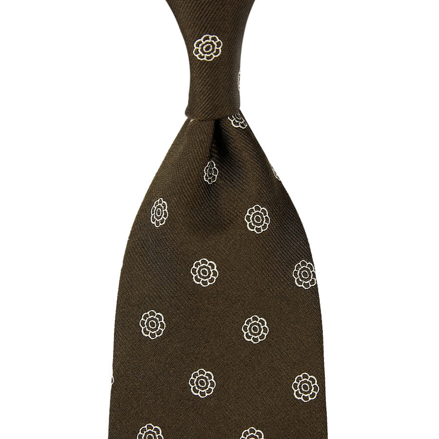 Shibumi Flower Jacquard Silk Tie Hand Rolled