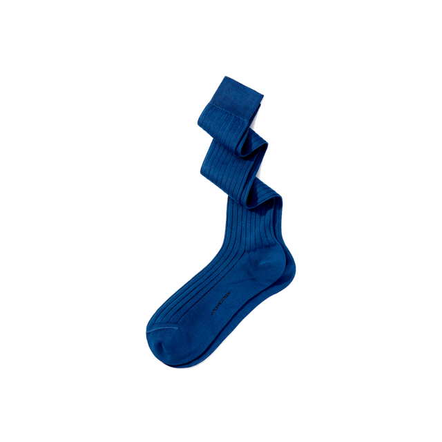 Scotland Lisle Thread Long Socks[Blue jean cotton]