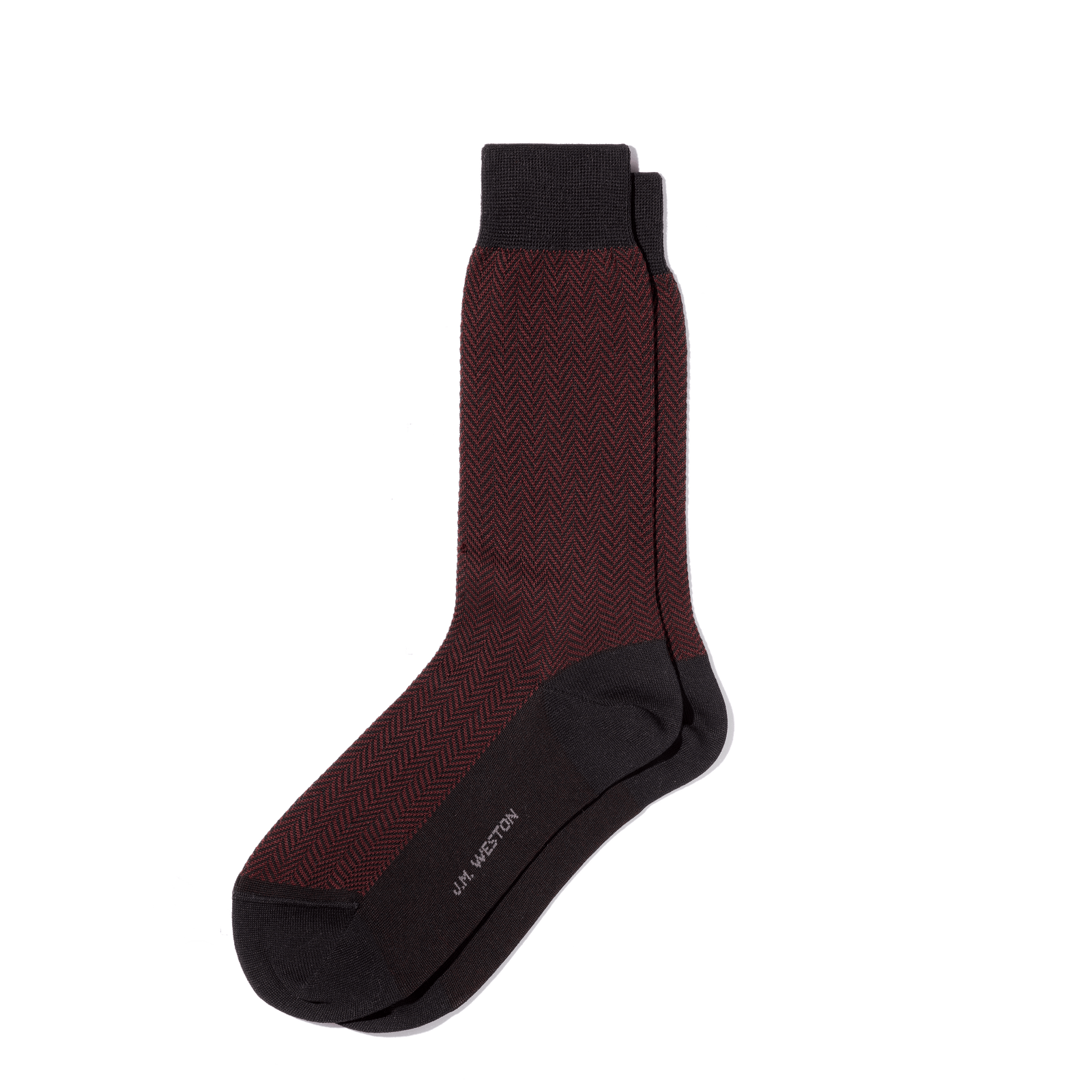 Herringbone Short Socks [Burgundy and Black Cotton]