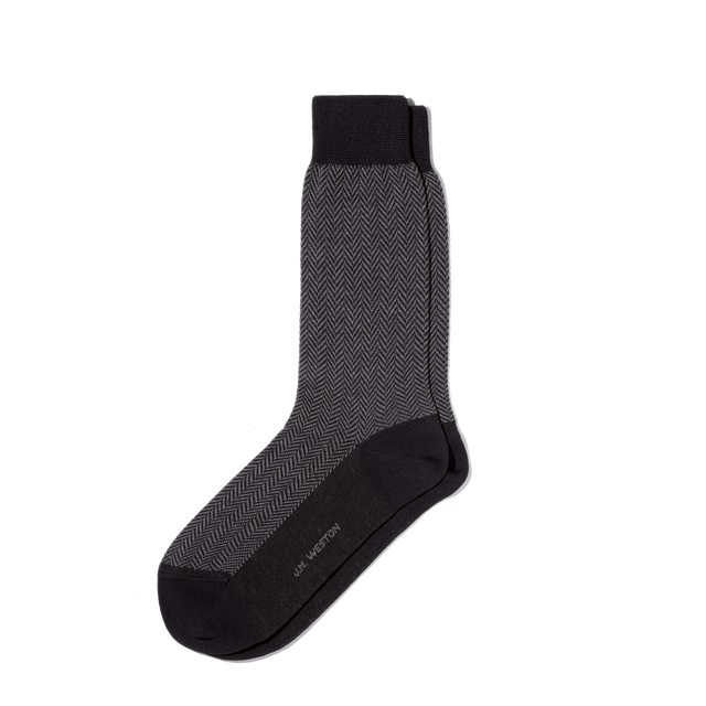 Herringbone Short Socks [Grey and Black Cotton]