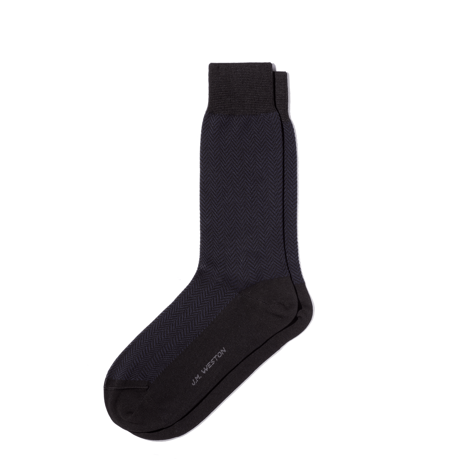Herringbone Short Socks [Navy and Black Cotton]