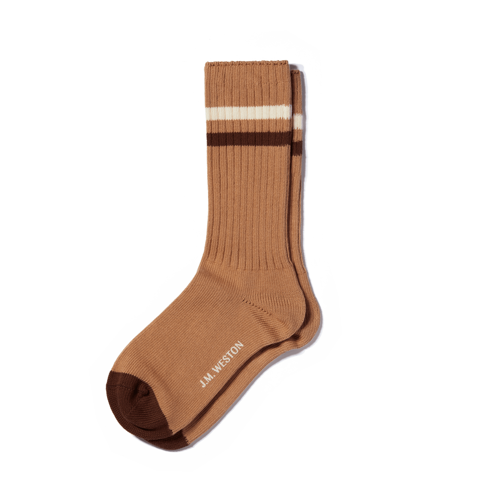 Ivy League socks [Beige cotton blend with off white and brown details]