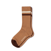 Ivy League socks [Beige cotton blend with off white and brown details]