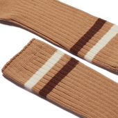 Ivy League socks [Beige cotton blend with off white and brown details]
