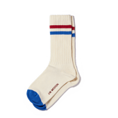 Ivy League socks [Off white cotton blend with blue and red details]