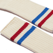 Ivy League socks [Off white cotton blend with blue and red details]