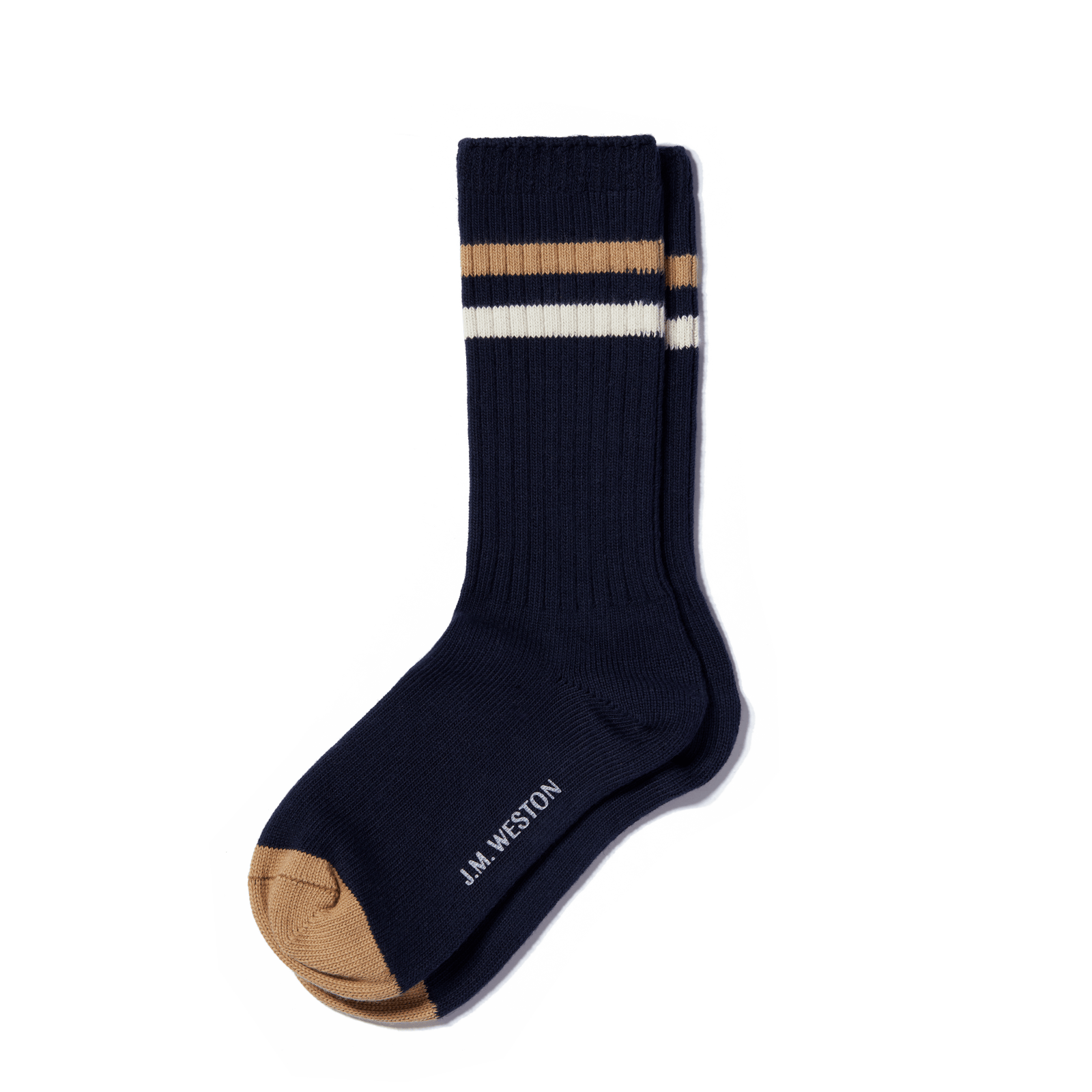 Ivy League socks [Navy cotton blend with off white and beige details]