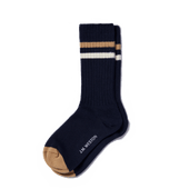 Ivy League socks [Navy cotton blend with off white and beige details]