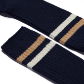 Ivy League socks [Navy cotton blend with off white and beige details]