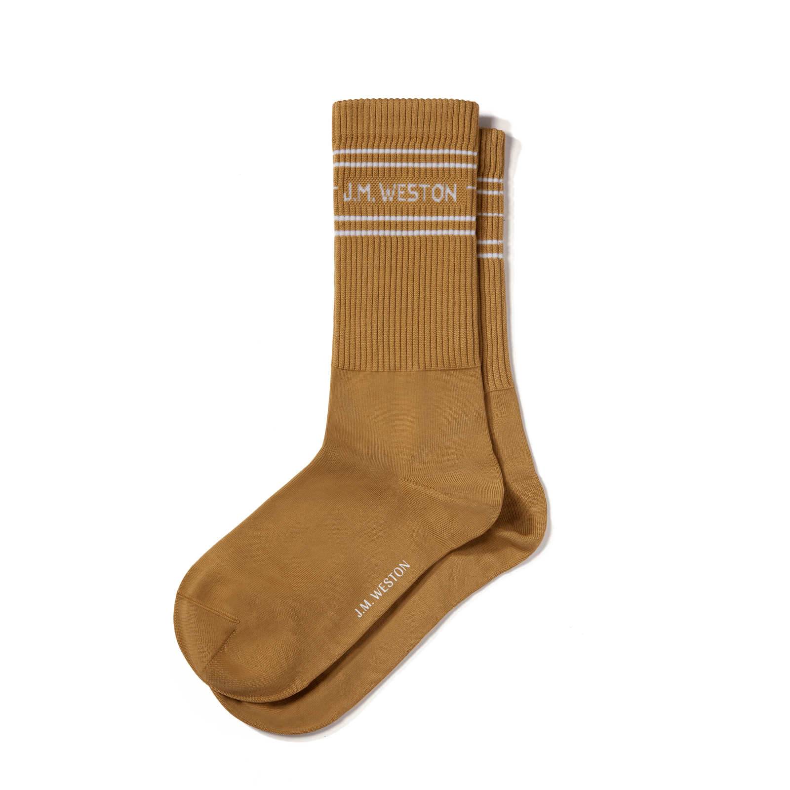 Short sport socks with stripes [Beige polyamid]