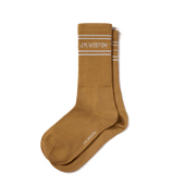 Short sport socks with stripes [Beige polyamid]