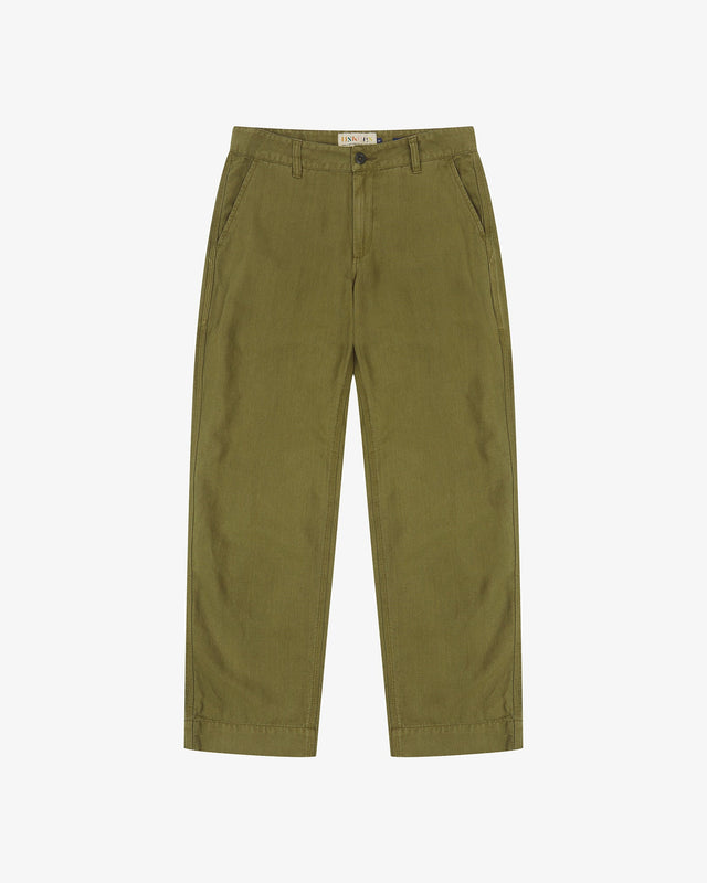 5021 Linen blend painter pants - woodland green