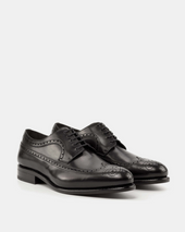 Alex Black Calf Wingtip Derby with Half-Rubber Soles - 675