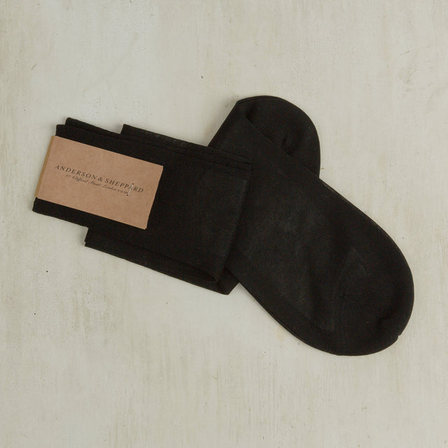 Long Plain Cotton Socks In Black