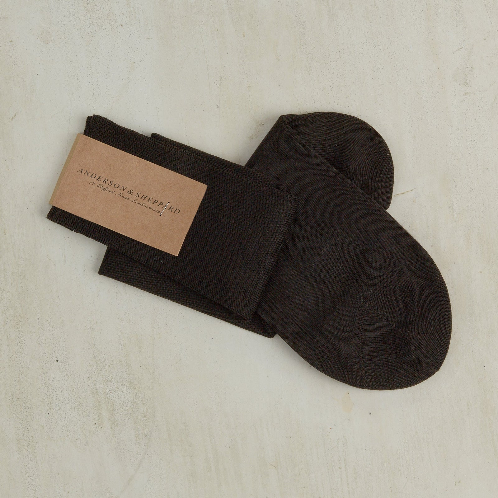 Long Plain Cotton Socks In Dark Brown