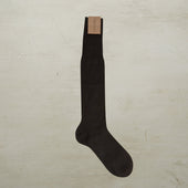 Long Plain Cotton Socks In Dark Brown