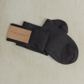 Long Plain Cotton Socks In Dark Grey