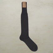 Long Plain Cotton Socks In Dark Grey