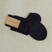 Long Plain Cotton Socks In Navy