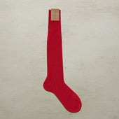 Long Plain Cotton Socks In Red