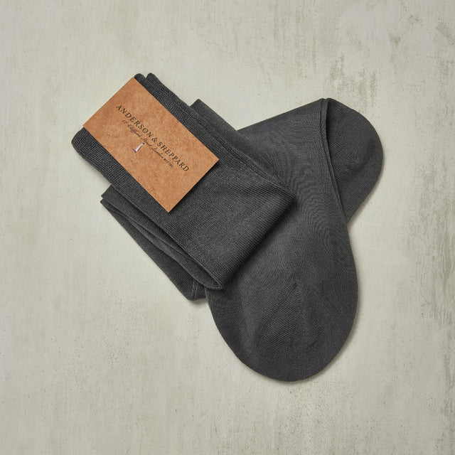 Long Plain Cotton Socks In Elephant