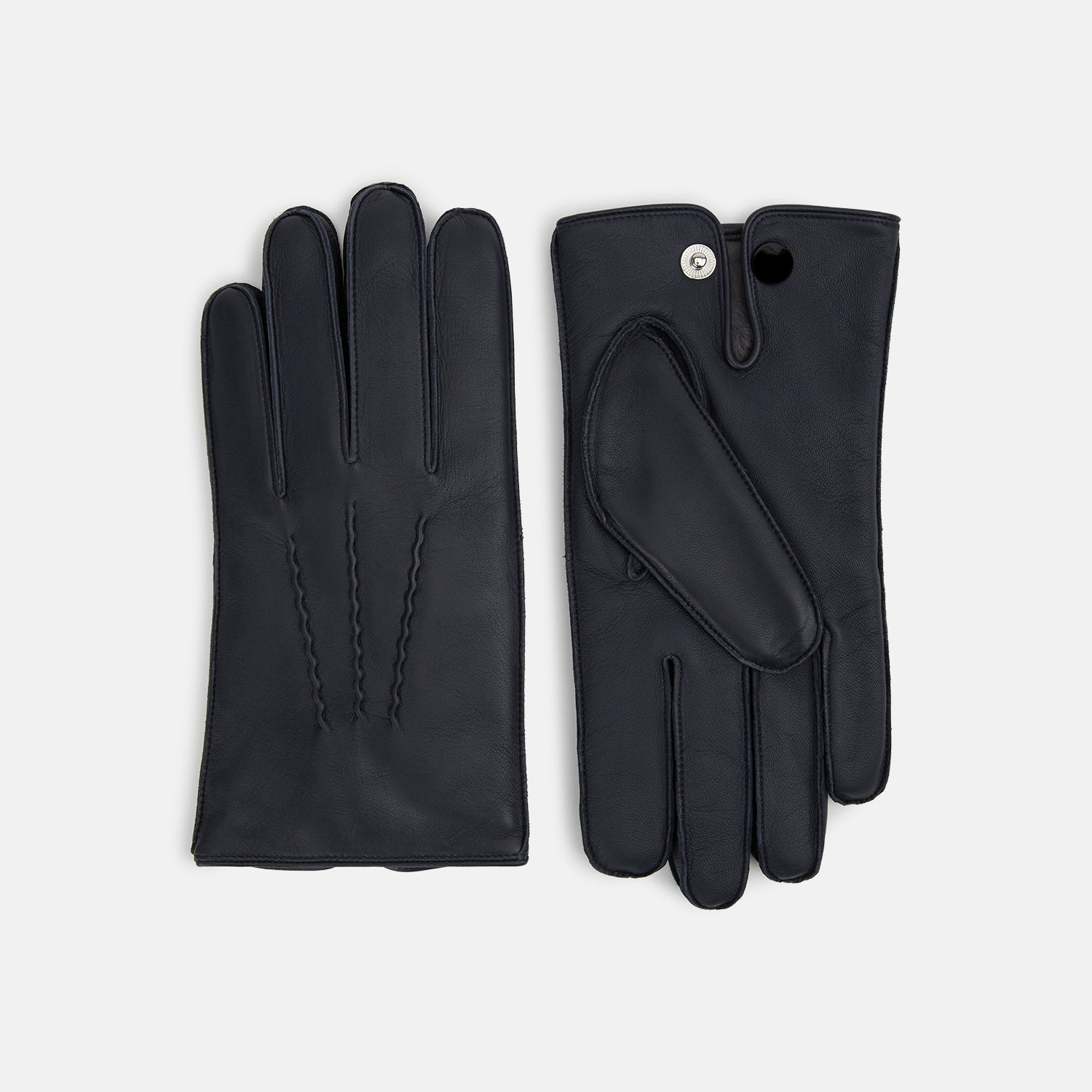 Grey Fur Lined Hairsheep Leather Touchscreen Gloves