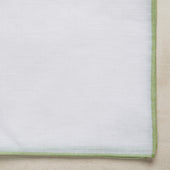 Linen And Cotton Pocket Square With Light Green Edge