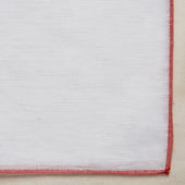 Linen And Cotton Pocket Square With Light Red Edge