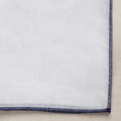 Linen And Cotton Pocket Square With Navy Edge