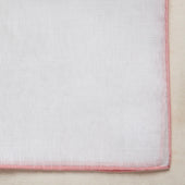 Linen and Cotton Pocket Square With Pink Edge