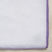 Linen And Cotton Pocket Square With Purple Edge