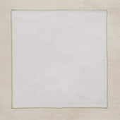 Linen And Cotton Pocket Square With Light Green Edge
