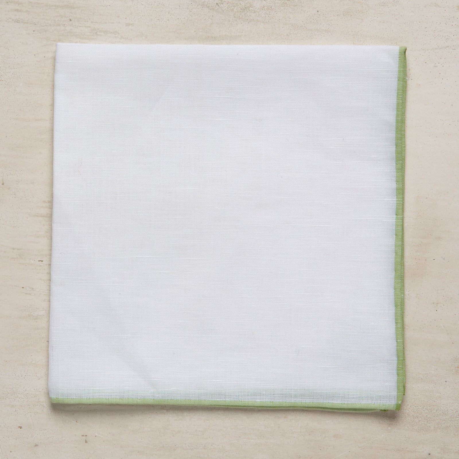 Linen And Cotton Pocket Square With Light Green Edge
