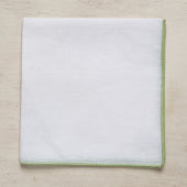 Linen And Cotton Pocket Square With Light Green Edge