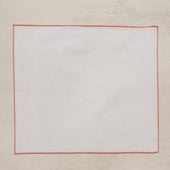 Linen And Cotton Pocket Square With Light Red Edge