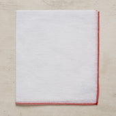 Linen And Cotton Pocket Square With Light Red Edge