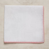 Linen and Cotton Pocket Square With Pink Edge