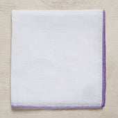 Linen And Cotton Pocket Square With Purple Edge