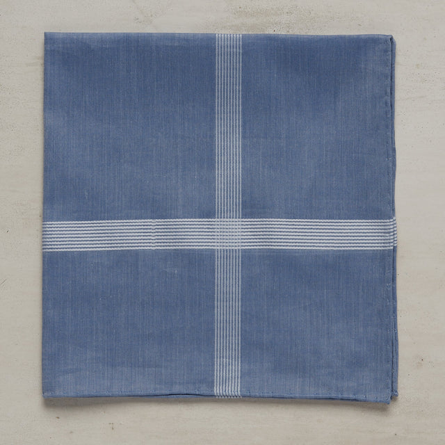 Multi Stripe Cotton Pocket Square In Blue