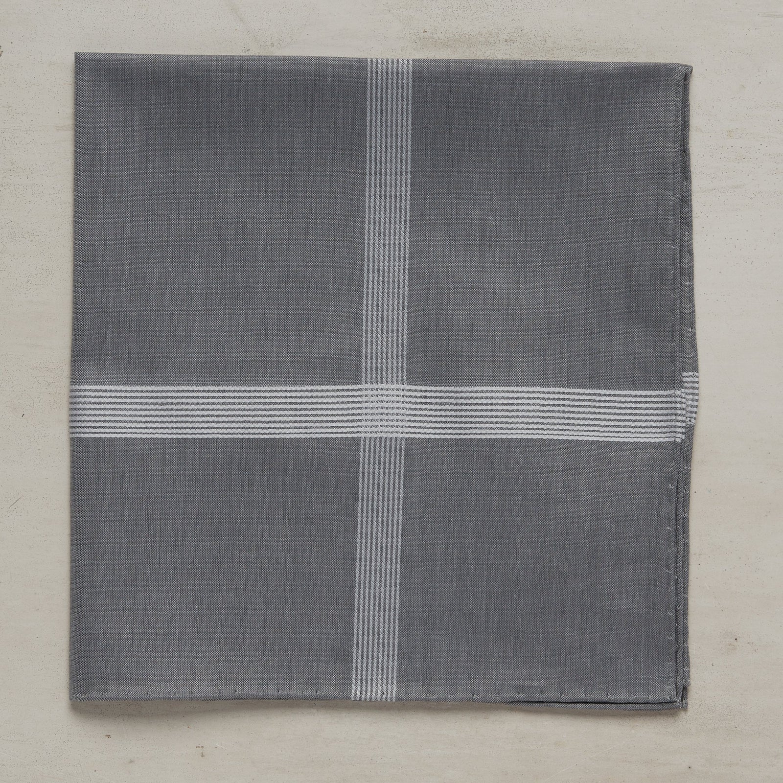 Stripe Cotton Pocket Square In Dark Grey